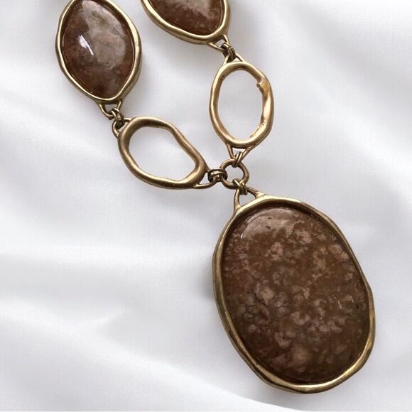 HUGE Chico’s Metal Stone Statement Necklace - Picture 2 of 8